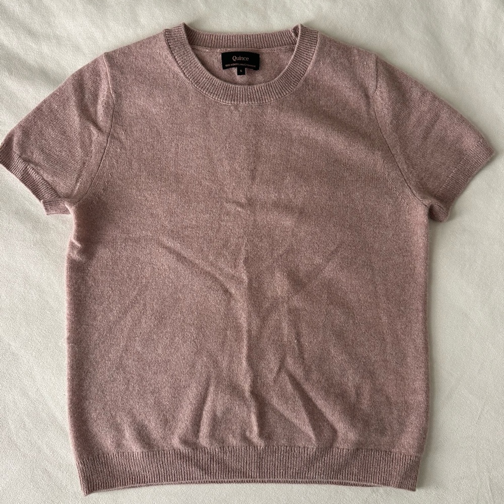 Quince Short-Sleeve Mongolian Cashmere Sweater